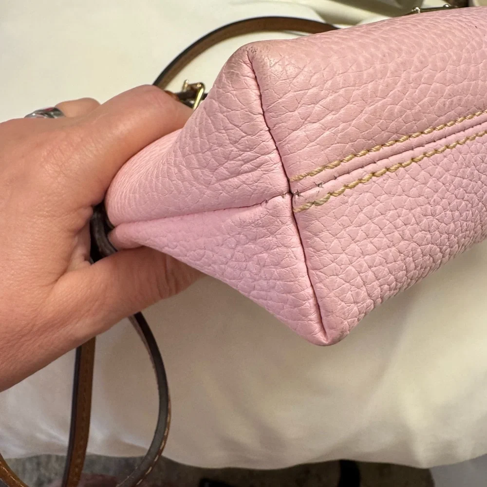 Dooney & Bourke Pink Leather Bag with Brown Trim - Picture 4 of 8